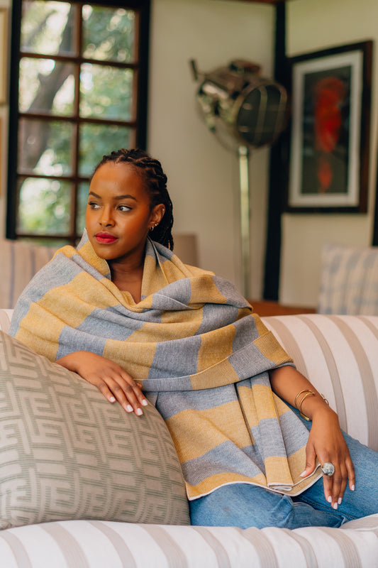 Oversized Knit Scarf - Striped
