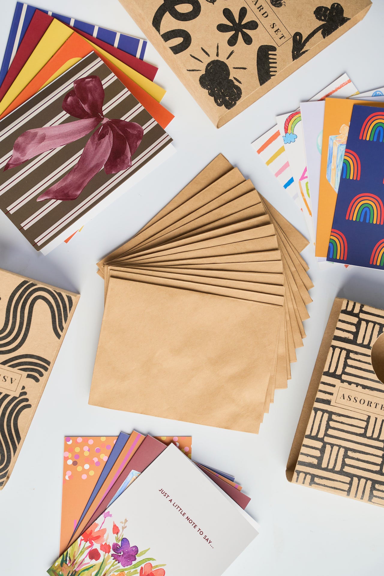 Assorted greeting cards and envelopes 