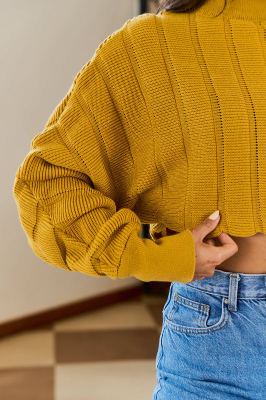 Calla Bubble Knit Crop Sweater