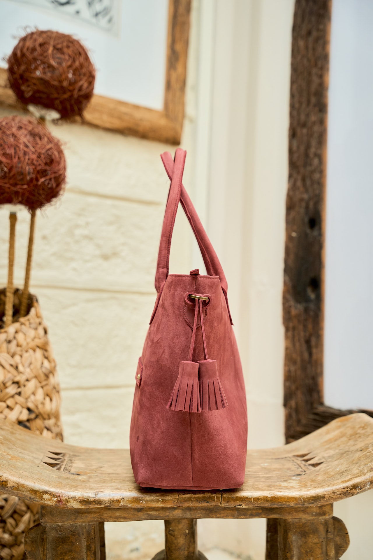 Everyday Suede Tote tassel detail