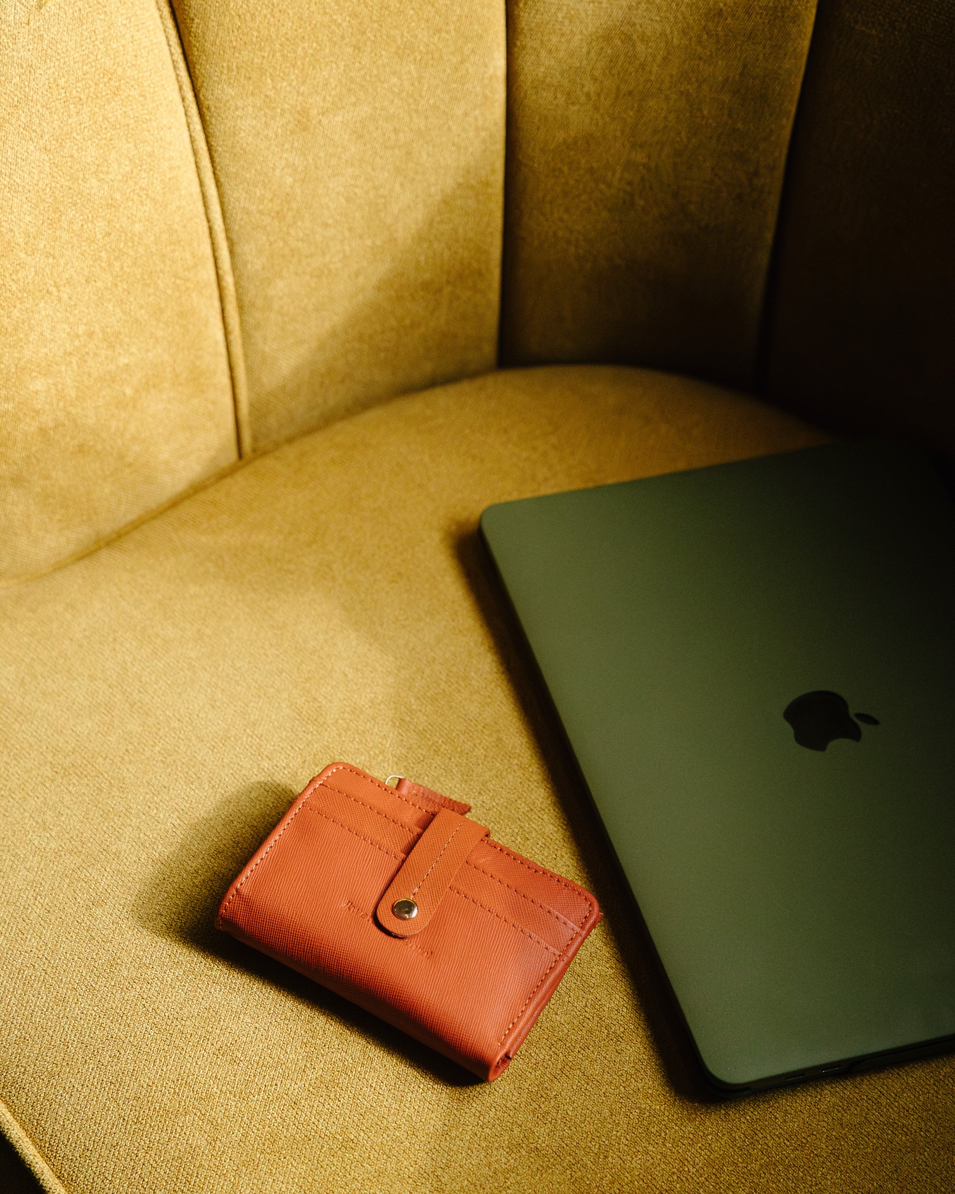 Orange leather Compact wallet 