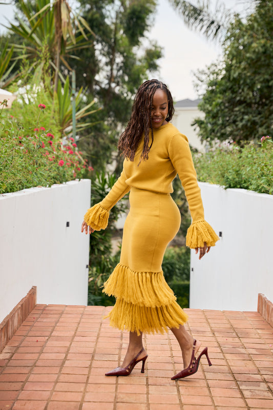 Nia Fringe Pencil Skirt
