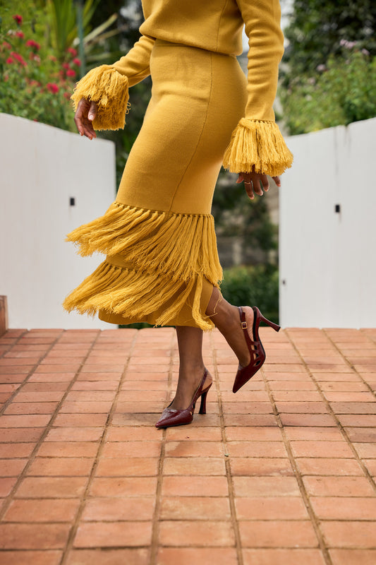 Nia Fringe Pencil Skirt