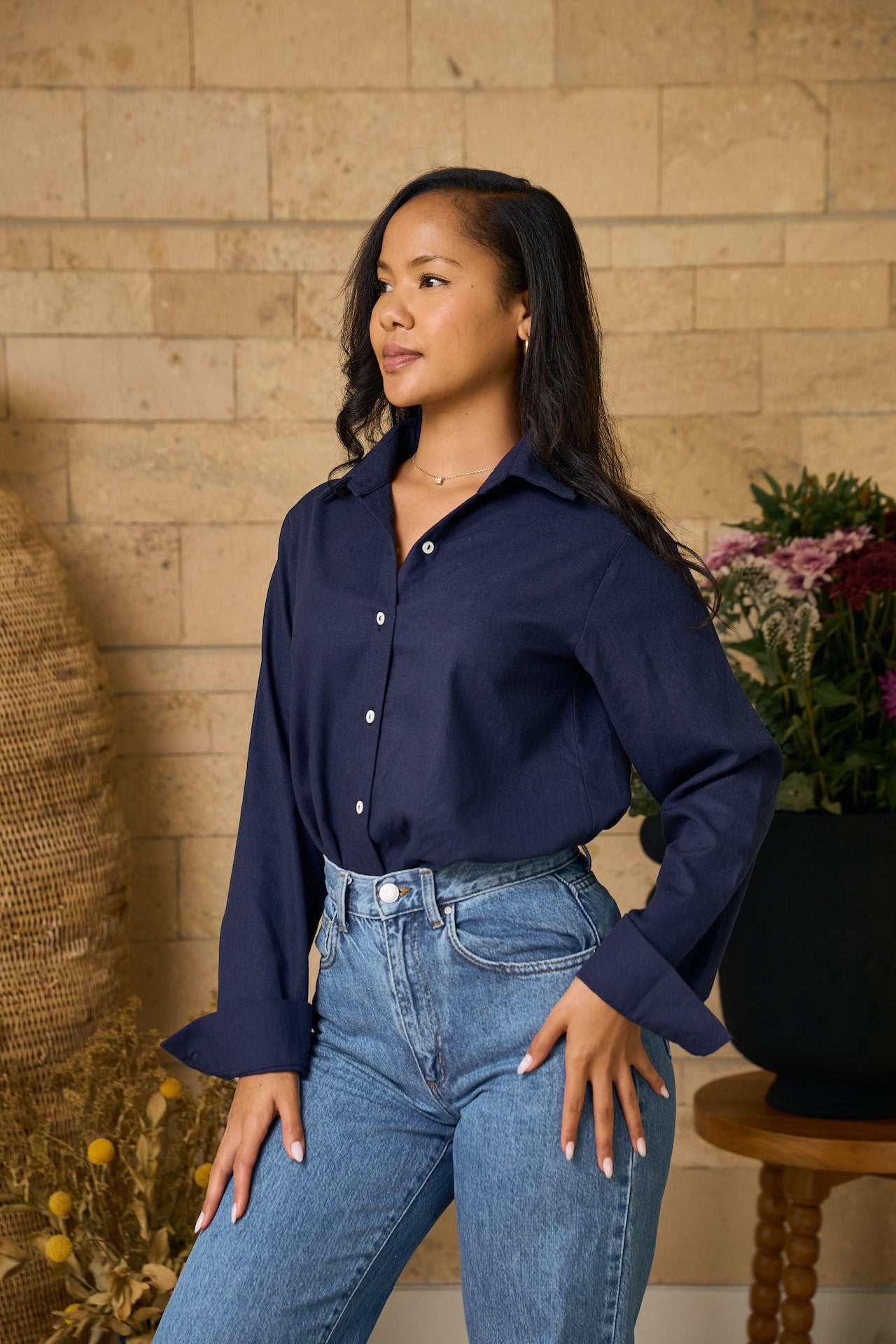 Women's Navy Linen shirt Nairobi kenya