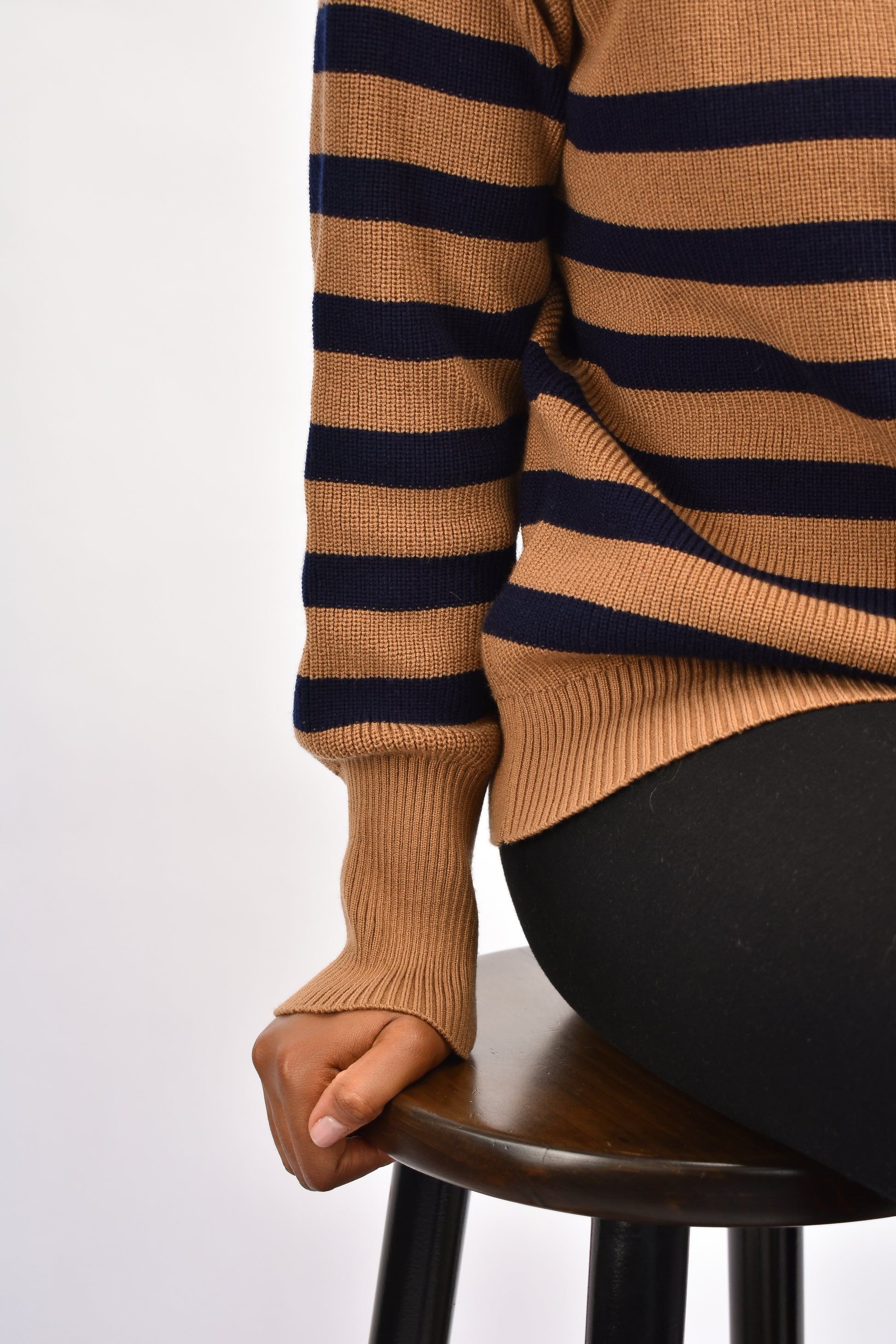 striped sweater ribbed cuff and bottom detail
