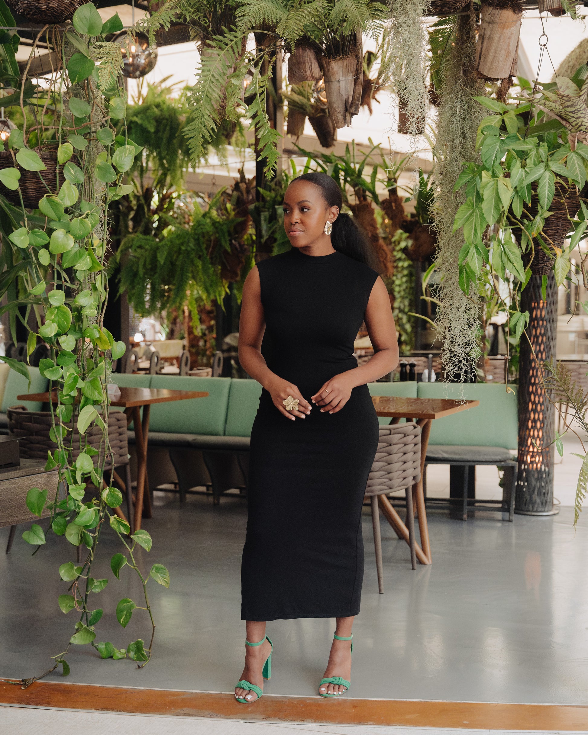 Black Midi dress front detail