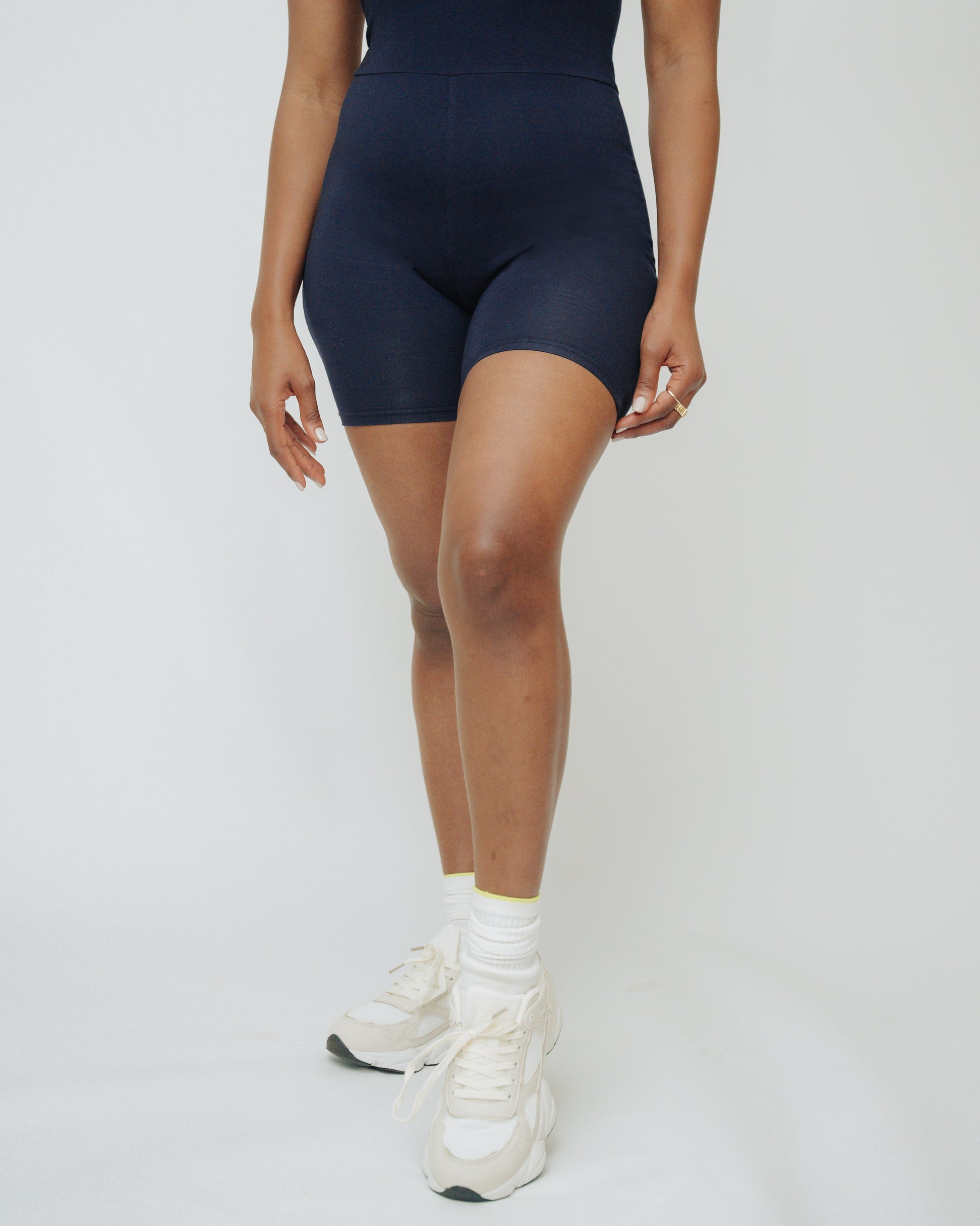 Stretch jersey short unitard fabric detail