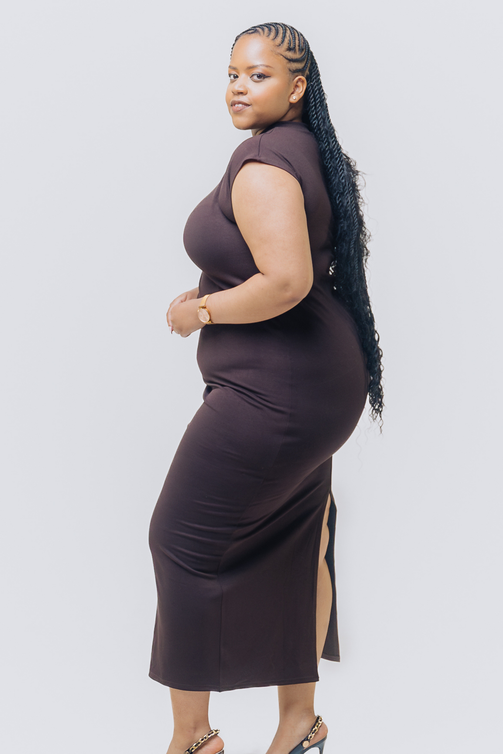 Chocolate essential midi dress back details