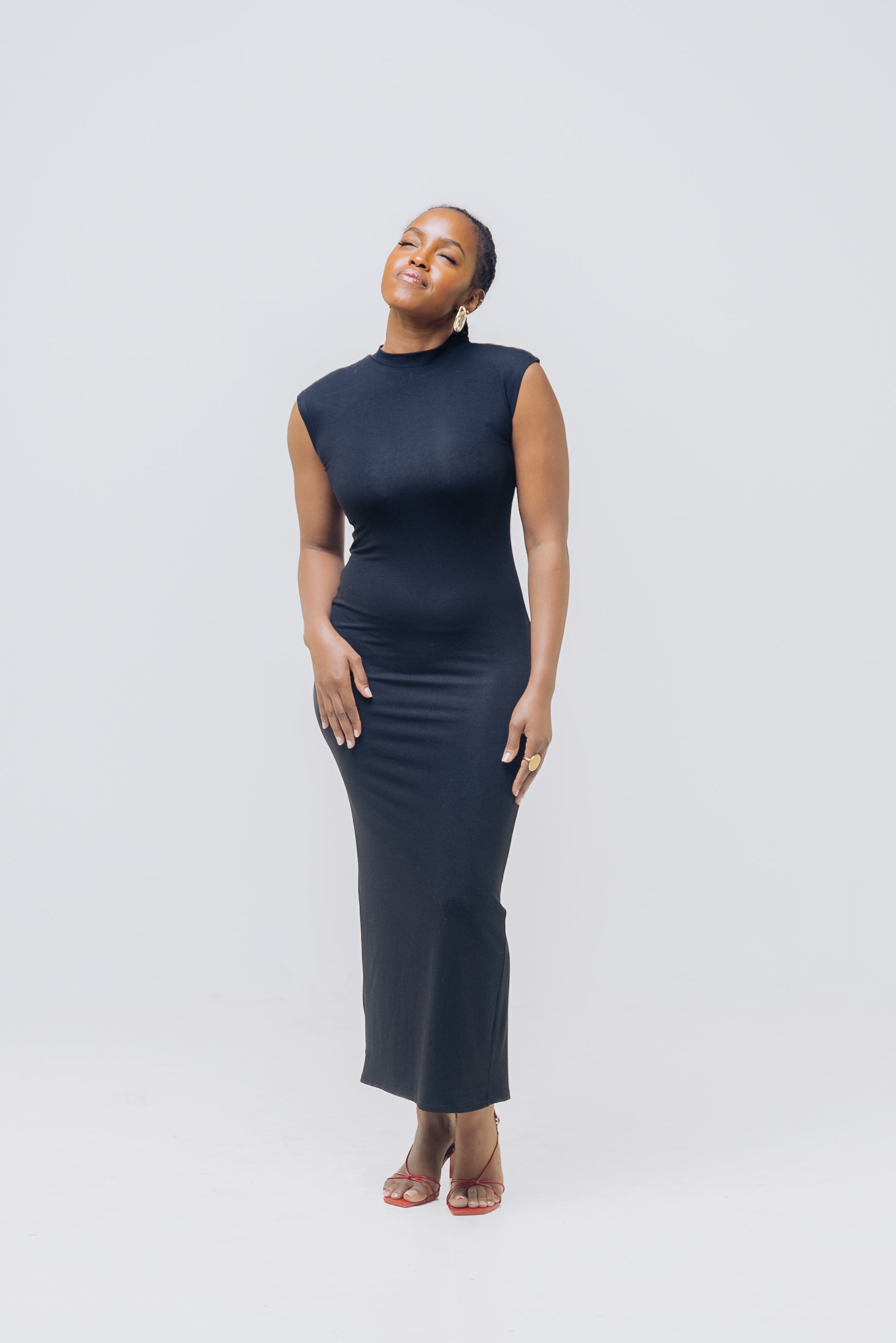 Black Essential Bodycon dress front view