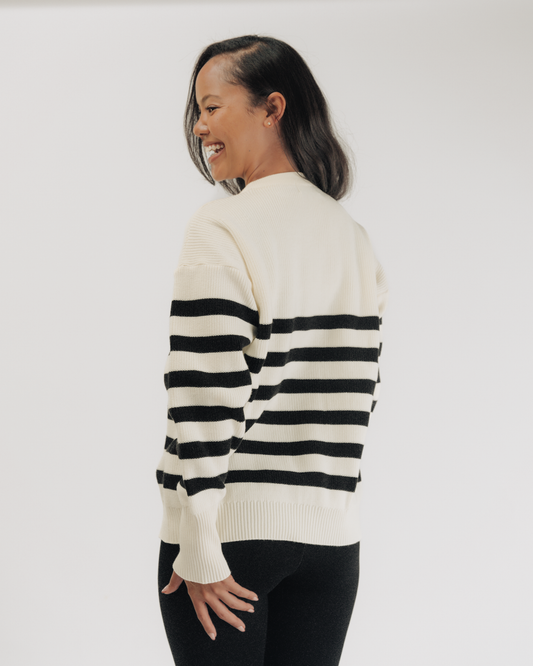 Classic striped knit sweater back view