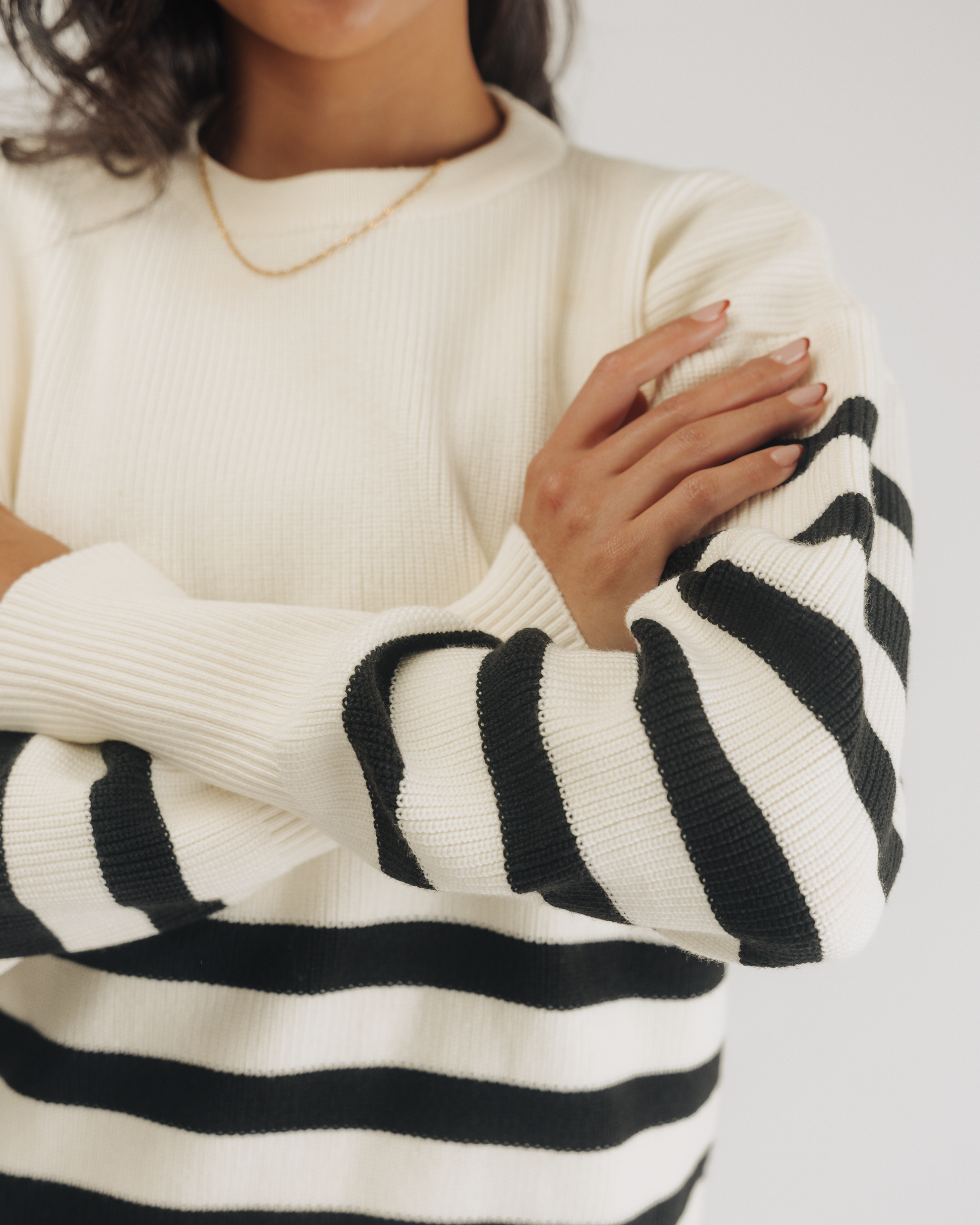 Stripped knit sweater detail